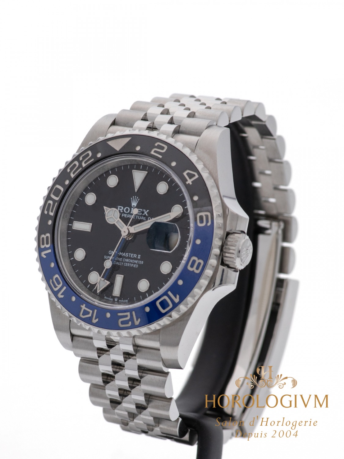 Rolex GMT-Master II 126710BLNR watch, silver (case) and silver & black + blue cerachrom/ ceramic (bezel)