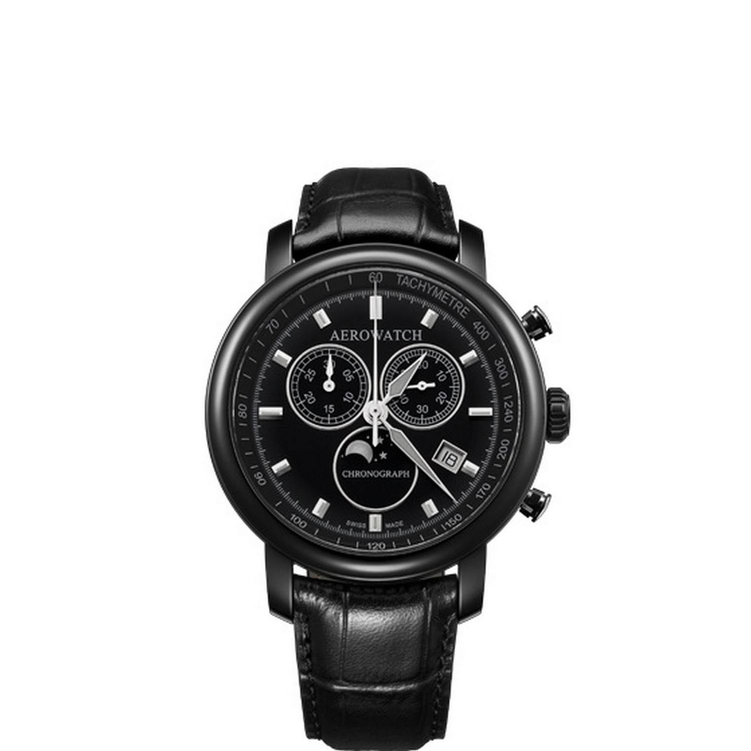 Aerowatch Renaissance Chronograph Moon-Phases (Phases de Lune) A 84936 NO03 Watch, black