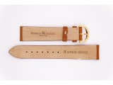 Ostrich Leather Maurice Lacroix strap, brown/cognac, with golden buckle