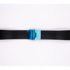 Rubber Bonflair strap, black, with silver stainless steel deployant