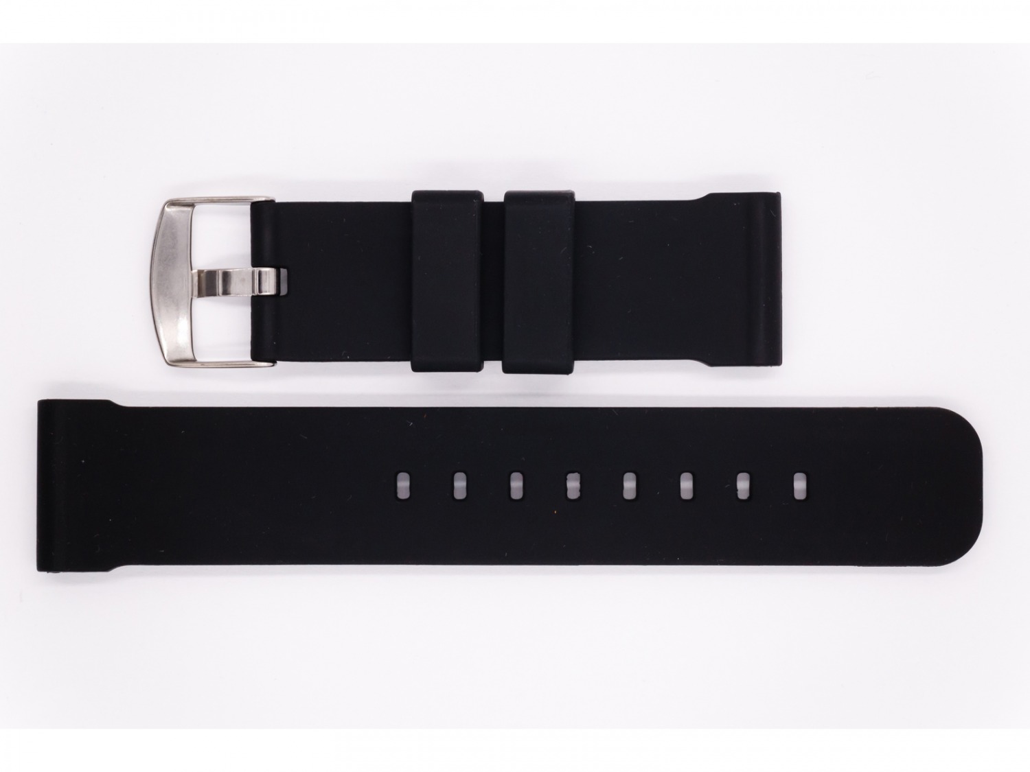 Rubber Bonflair strap, black, with silver stainless steel buckle