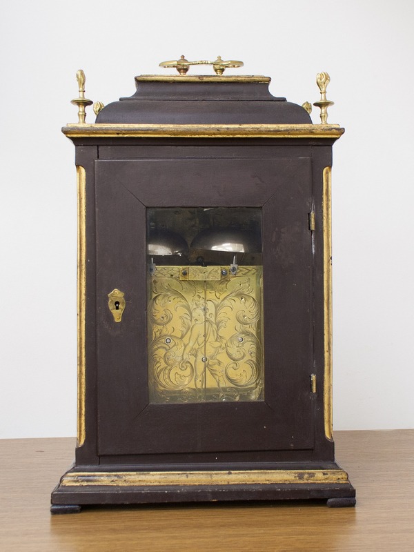 Iohann Christian Toulp cabinet/table/fireplace clock, matte dark brown