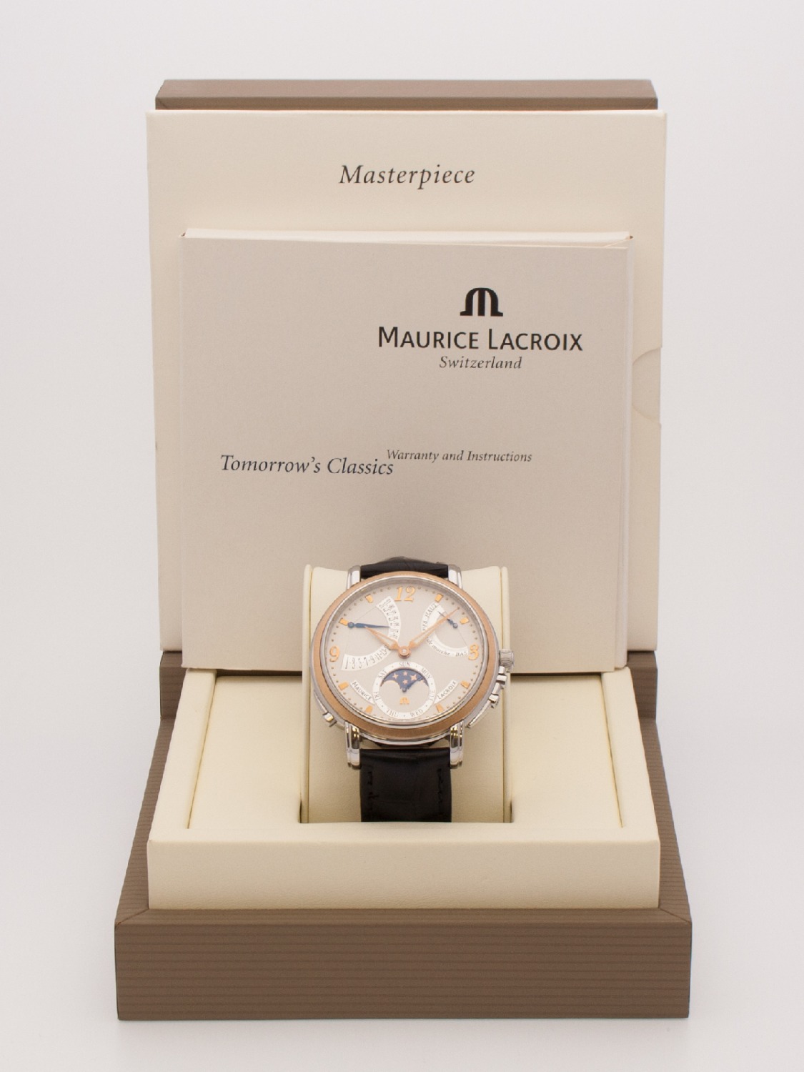 Maurice Lacroix Masterpiece Lune Retrograde watch, silver