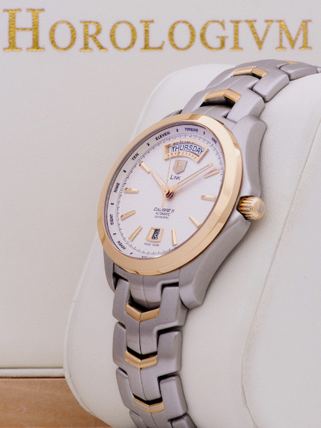 Tag Heuer Link Day-Date Calibre 5 watch, two - tone (bi - colored) silver and yellow gold