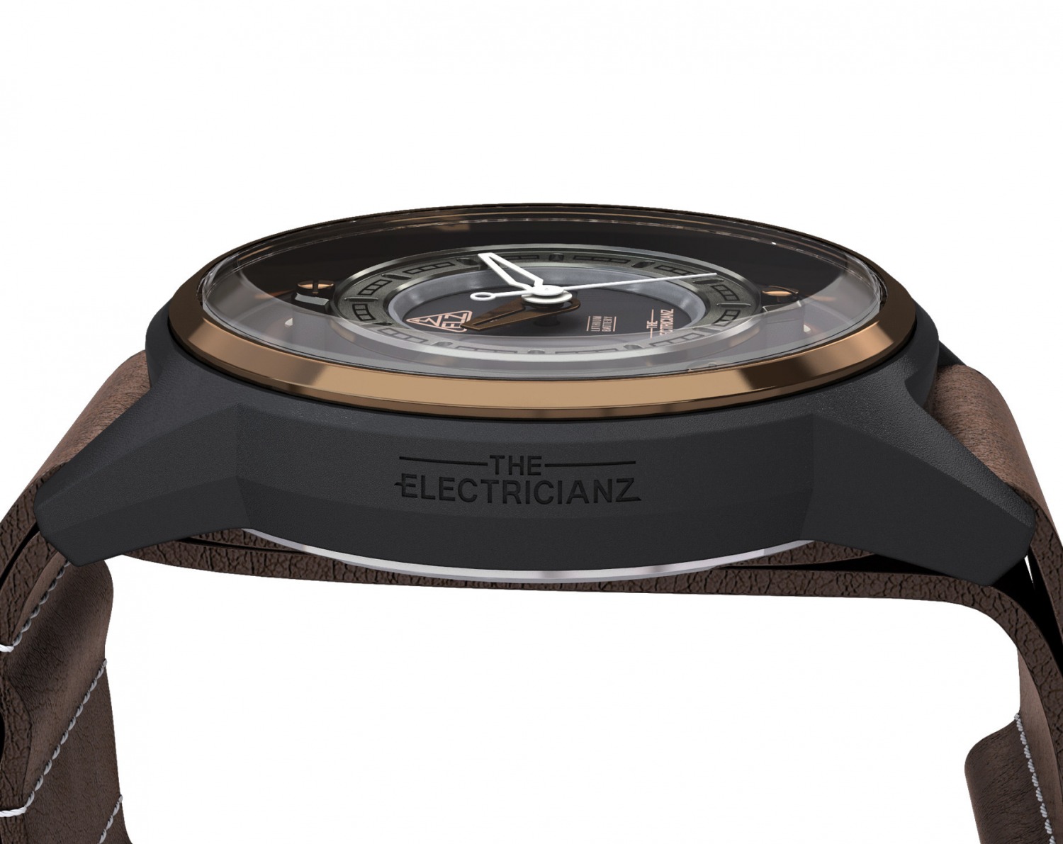 The Electricianz The Mokaz ZZ - A1C / 02 watch, two - tone (bi - colored) dark carbon - grey and polished bronze