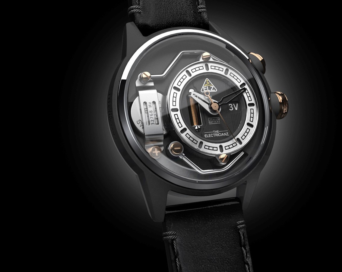 The Electricianz The Dresscode ZZ - A1C / 01 watch, two - tone (bi - colored) dark carbon - black and polished silver