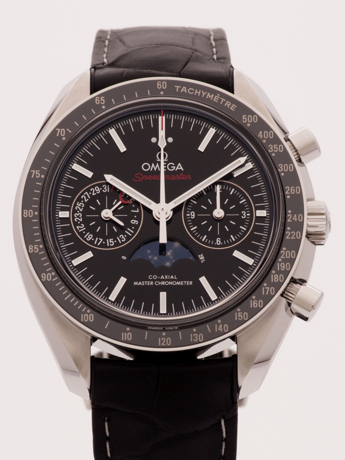 Omega Speedmaster Moonwatch Co-Axial Master Chronometer Moonphase Chronograph watch, silver