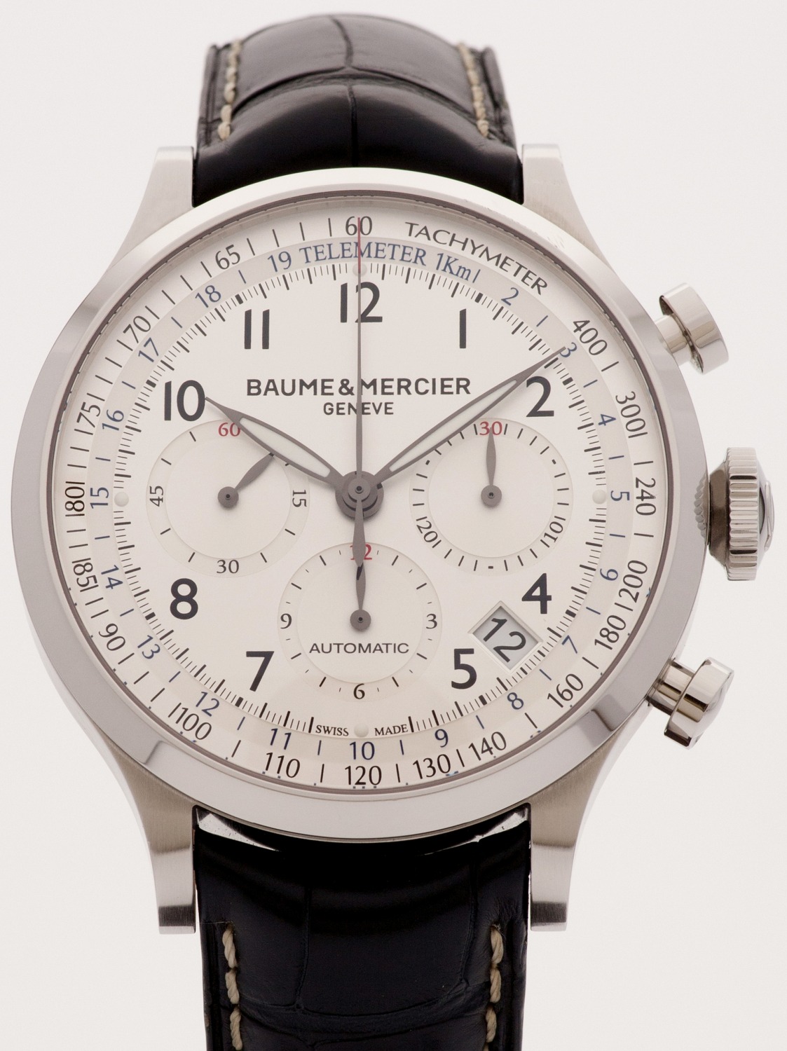 Baume & Mercier Capeland Chronograph 44MM watch, silver