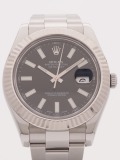 Rolex Datejust II 41 MM “Fluted Bezel” Black Dial watch, silver