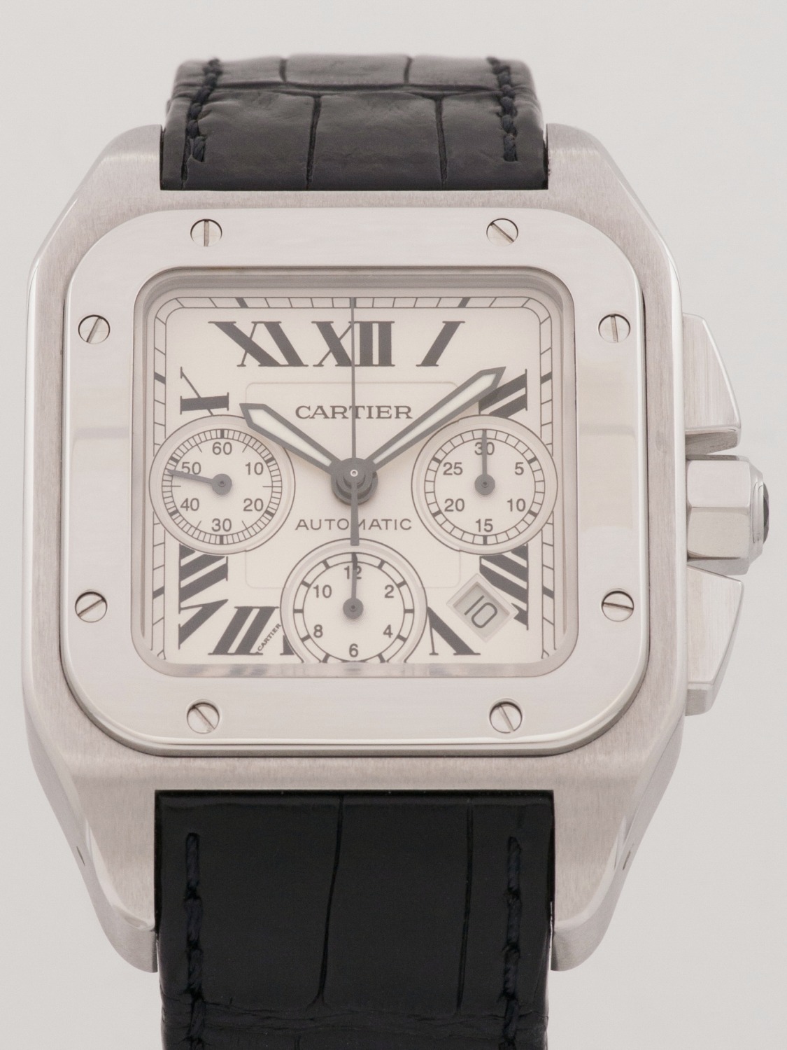 Cartier Santos 100 Chronograph XL watch, silver