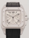 Cartier Santos 100 Chronograph XL watch, silver