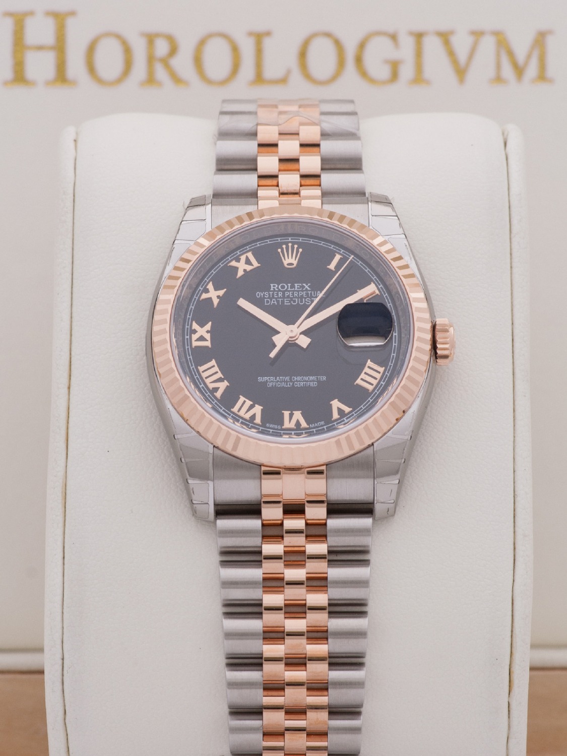 Rolex Datejust Two Tone 36MM Black Dial watch, two - tone (bi - colored) silver and rose gold
