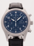 IWC Pilot Chronograph Day-Date 42MM watch, silver