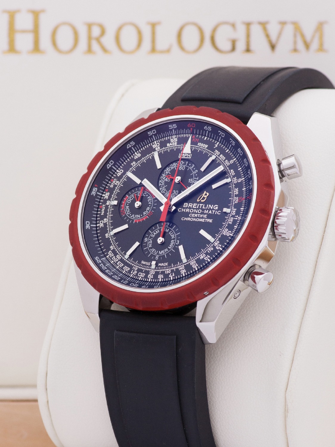 Breitling Chrono-Matic 1461 Limited 500 pcs. watch, silver (case) and red (bezel)