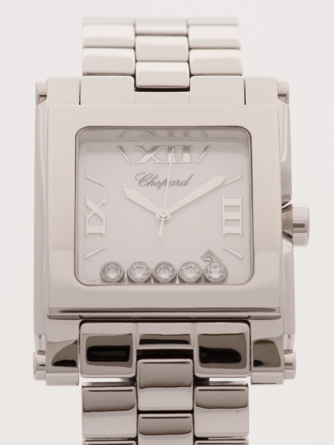 Chopard Happy Sport Square Diamonds Quartz watch, silver