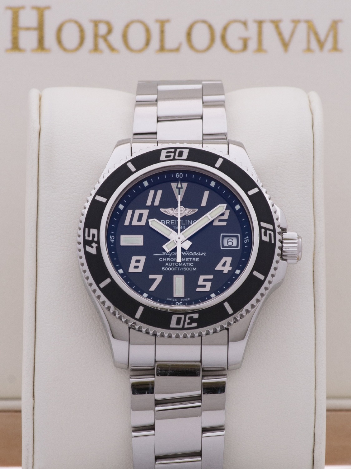 Breitling Superocean II 42 MM watch, silver (case) and black (bezel)