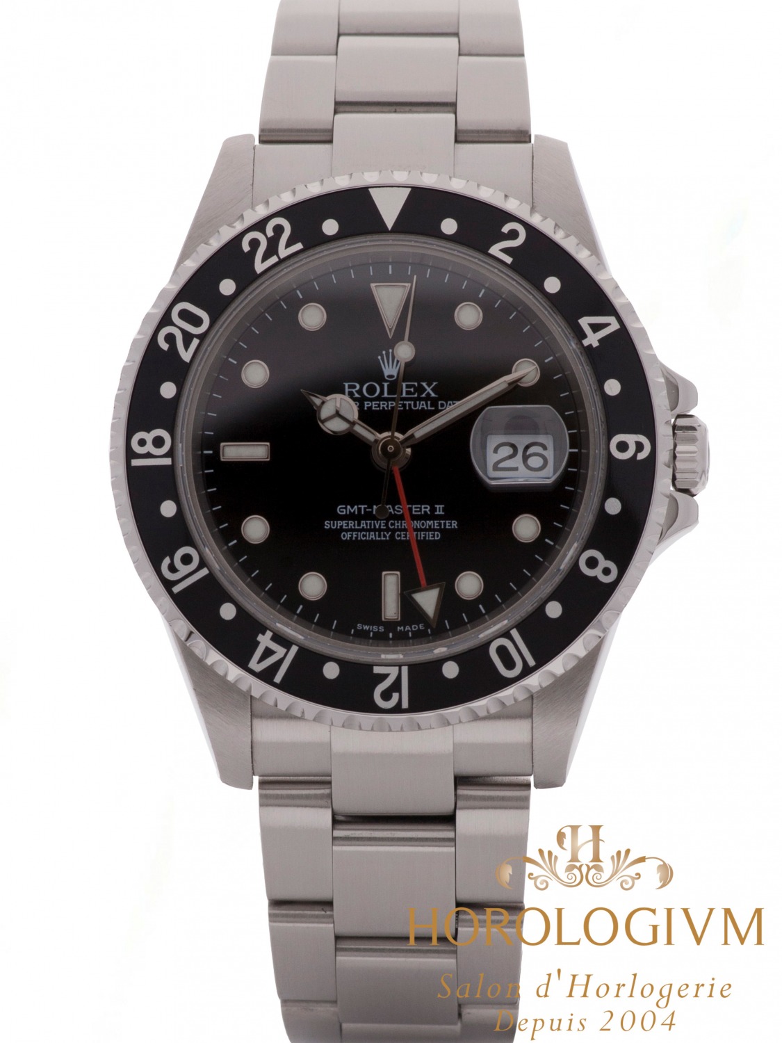Rolex GMT Master II 16710LN watch, silver (case) and black (bezel)