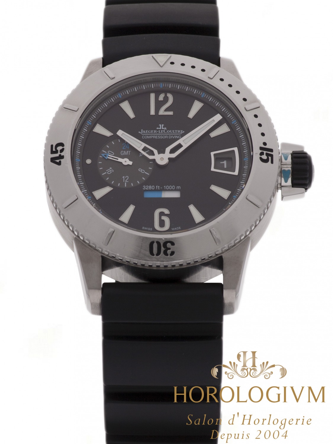 Jaeger LeCoultre Master Compressor Diving GMT watch, silver