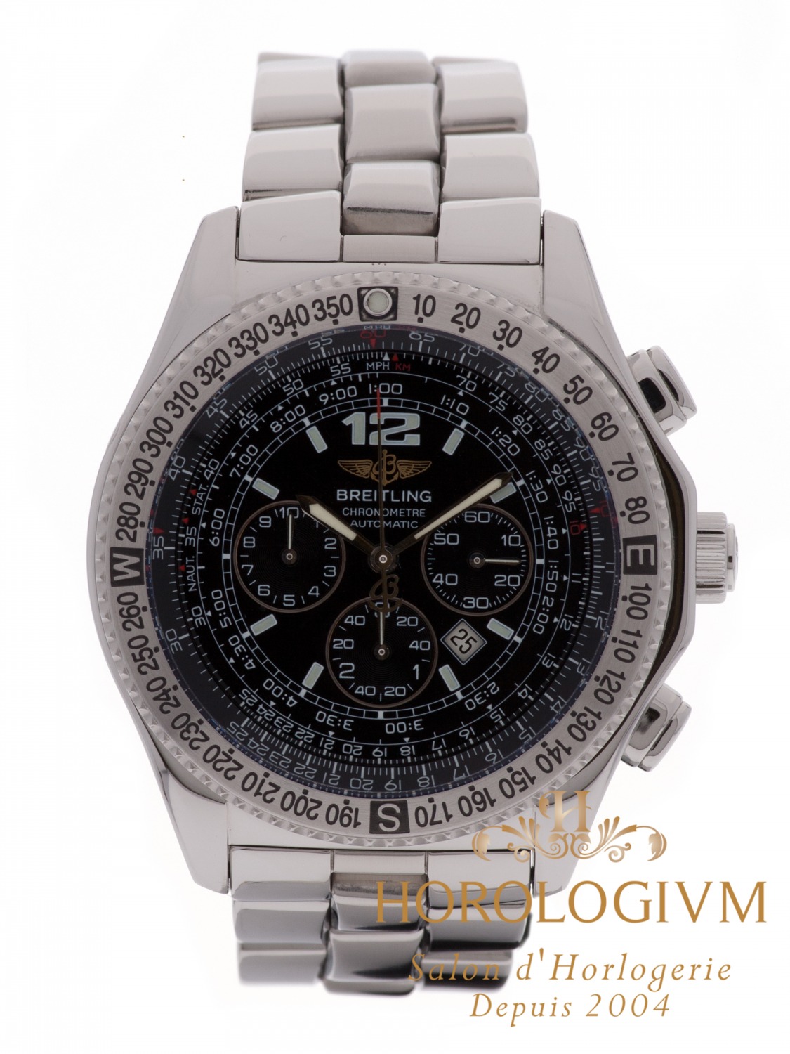 Breitling B-2 Chronograph watch, silver