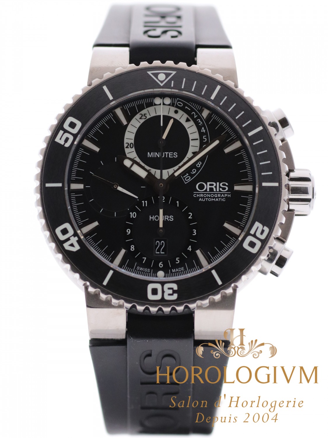 Oris Aquis Carlos Coste Chronograph Limited Edition 2000 pcs watch, silver (case) and grey - black (bezel)