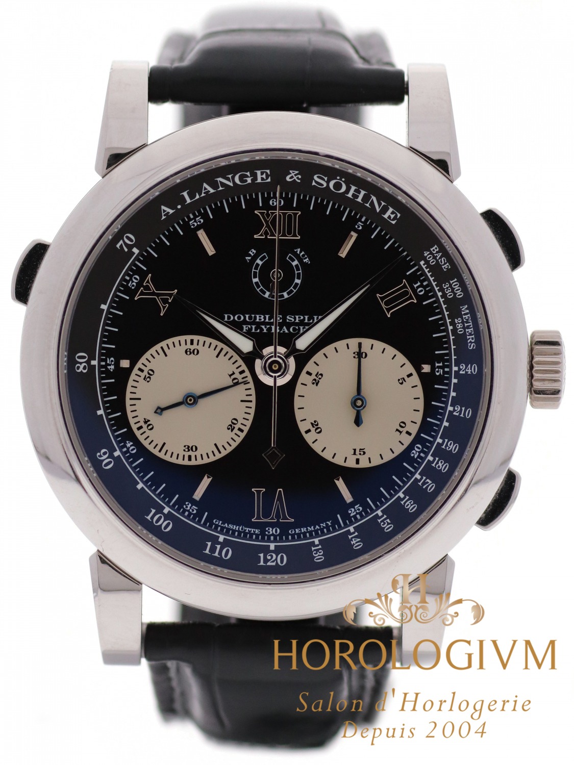 A Lange & Sohne Double Split 404.035 watch, silver