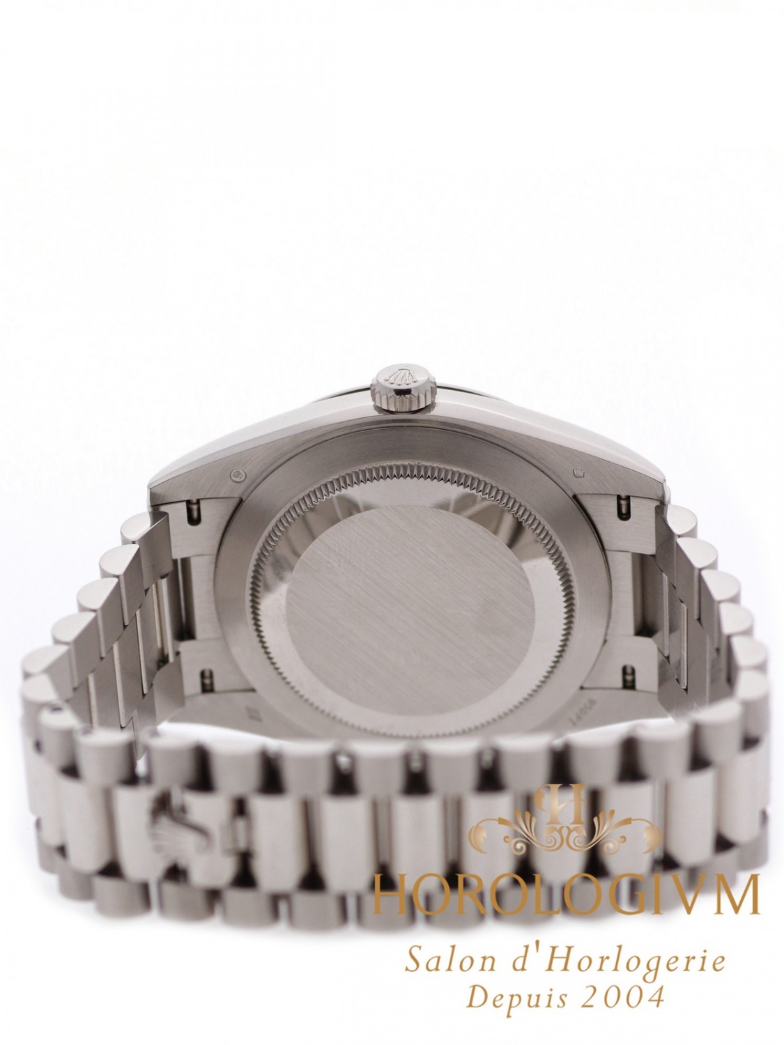 Rolex Day-Date 40 Platinum Ice Blue Roman Dial watch, silver