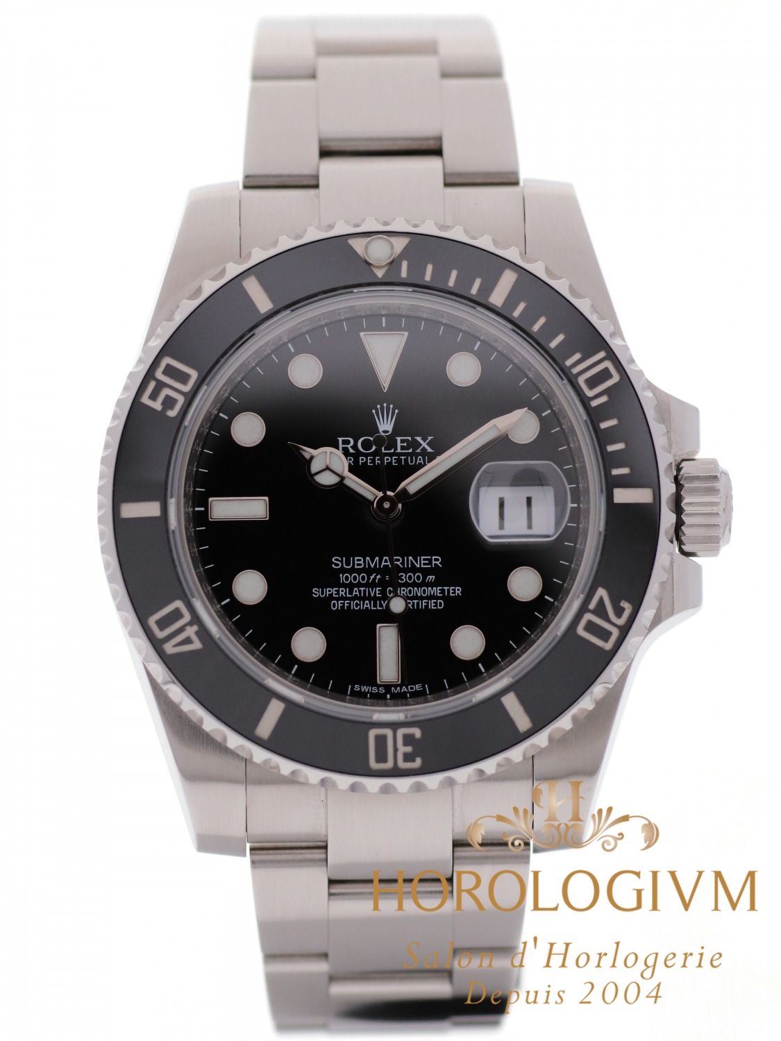 Rolex Oyster Perpetual Date Submariner 40MM watch, silver (case) and black (bezel)