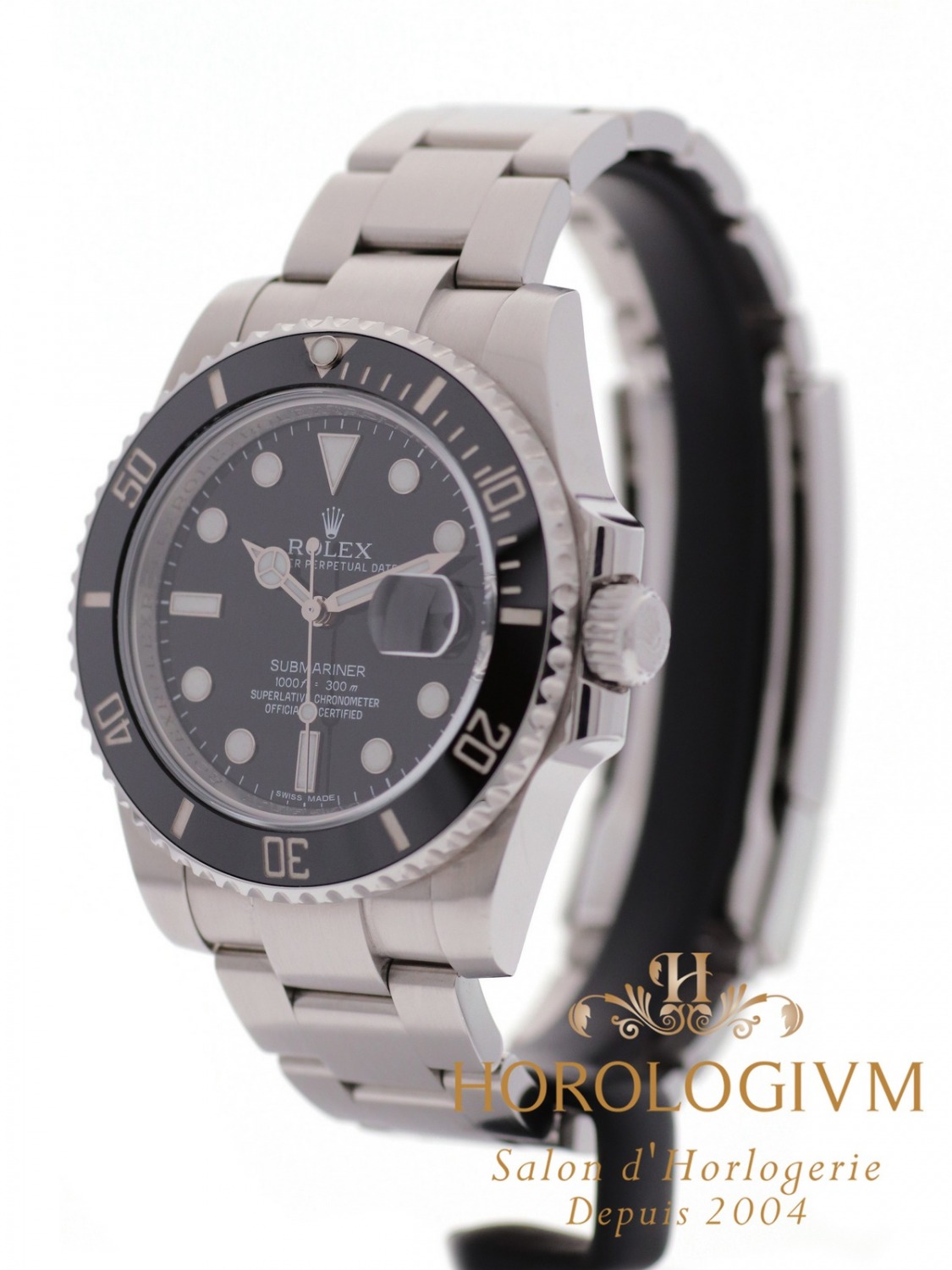 Rolex Oyster Perpetual Date Submariner 40MM watch, silver (case) and black (bezel)