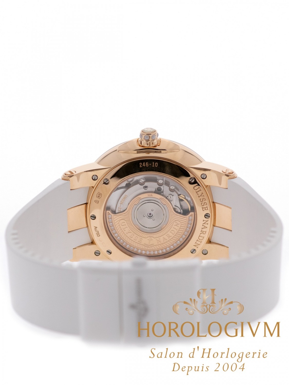 Ulysse Nardin Dual Time Lady Ref. 246-10/391 watch, yellow gold (case) and white (bezel)