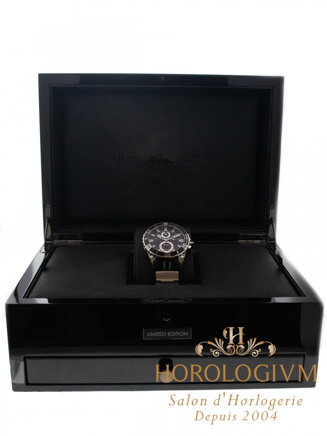 Ulysse Nardin Maxi Marine Diver Hispania Limited Edition 50 pcs Ref. 263-10 watch, silver (case) and black (bezel)