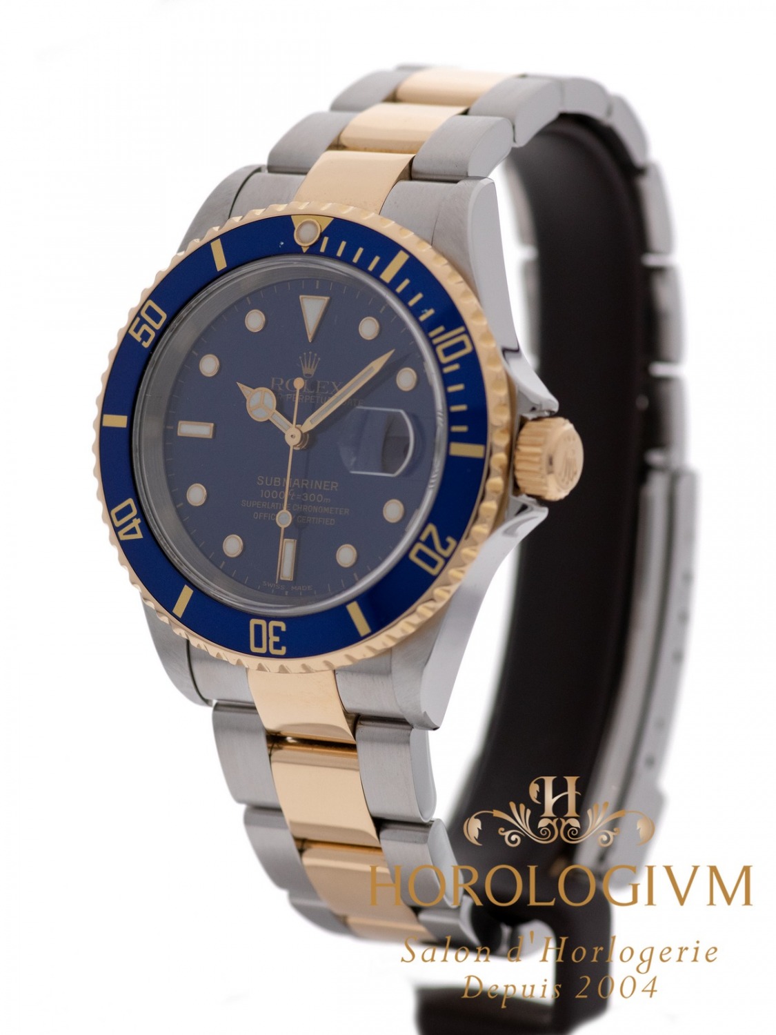 Rolex Submariner Two-Tone Ref. 16613 watch, two-tone (bi-colored) silver + yellow gold (case) and yellow gold + blue (bezel)