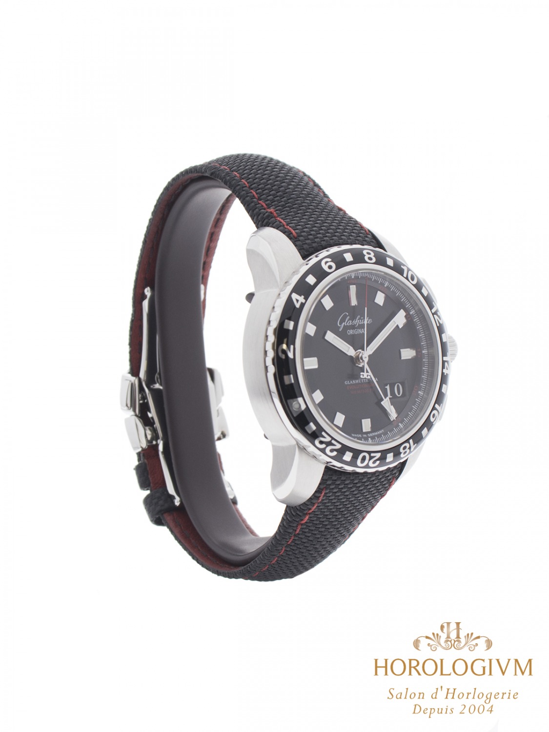 Glashütte Original Sport Evolution GMT Ref. 13955430303 watch, silver (case) and silver & black (bezel)