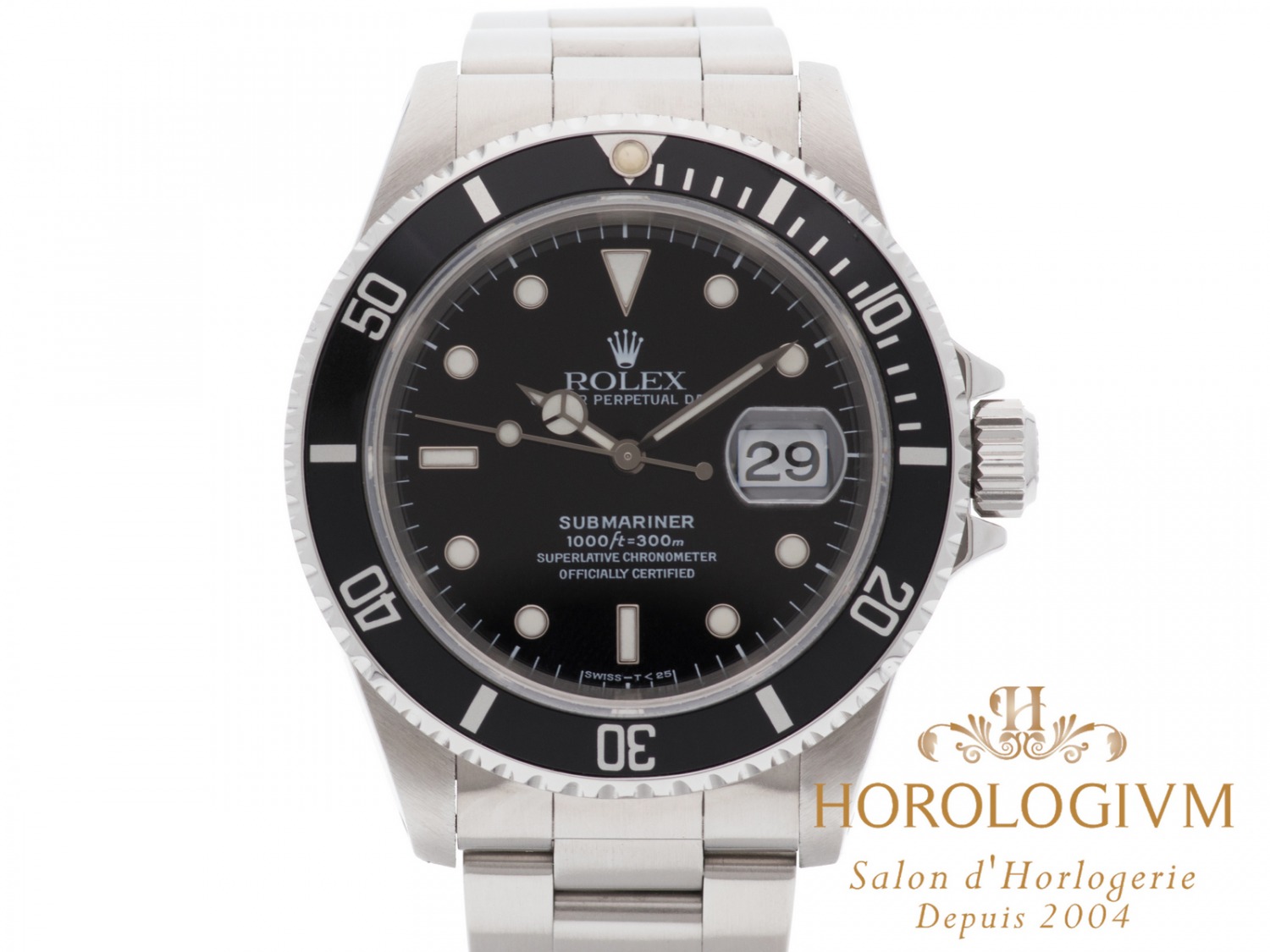 Rolex Submariner Date Ref. 16610 watch, silver (case) and silver + black (bezel)