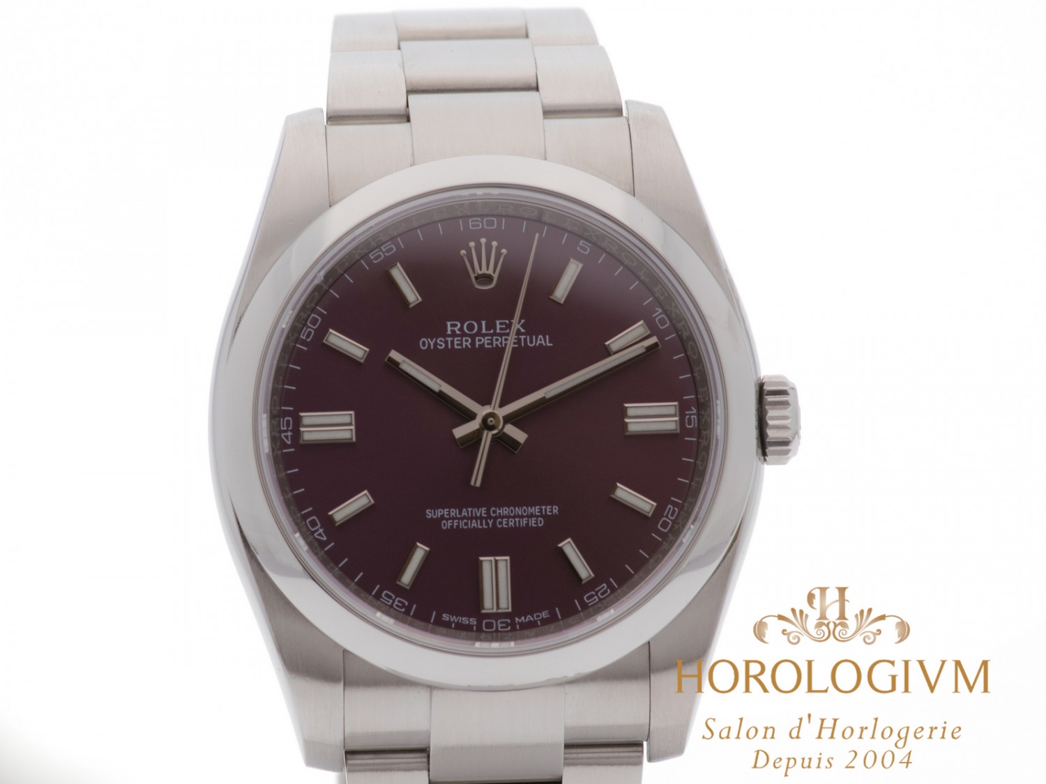 Rolex Oyster Perpetual 36 MM “Red Grape” Dial Ref. 116000 watch, silver