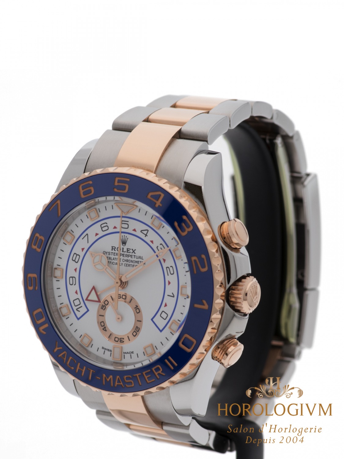 Rolex Yacht - Master II TWO-Tone Regatta Flyback Chronograph 44MM watch, two-tone (bi-colored) silver & rose gold (case) and rose gold & blue (bezel)