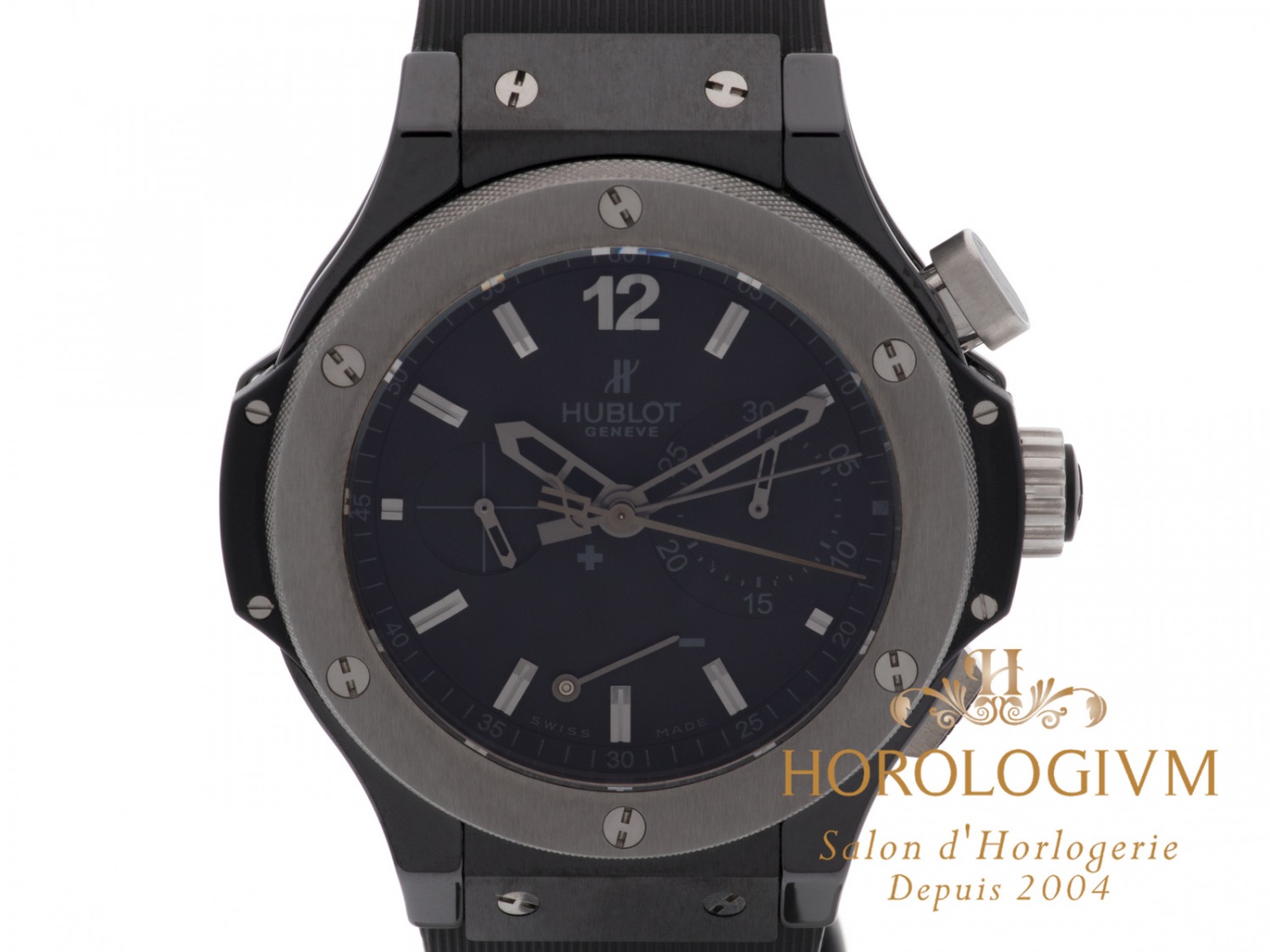 Hublot Big Bang Ice Bang Rattrapante 44MM Ref. 309.CK.1140.RX watch, black (case) and brushed grey (bezel)