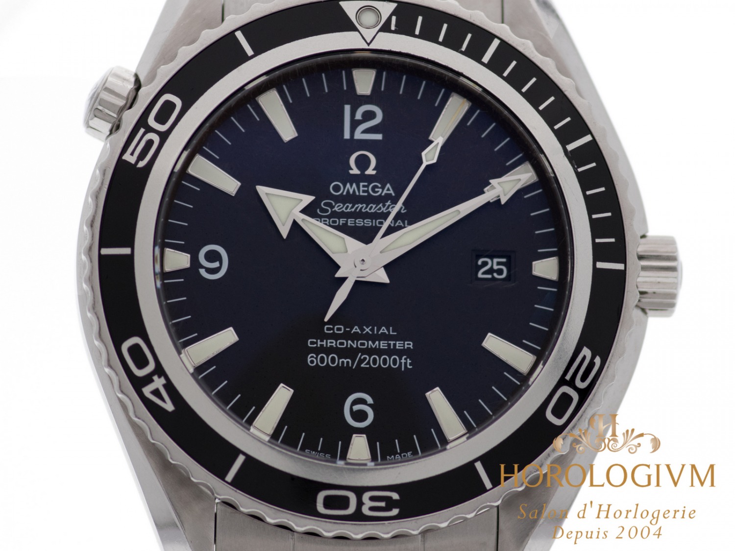 Omega Seamaster Planet Ocean 45.5MM Ref. 22005000 watch, silver (case) and silver & black (bezel)