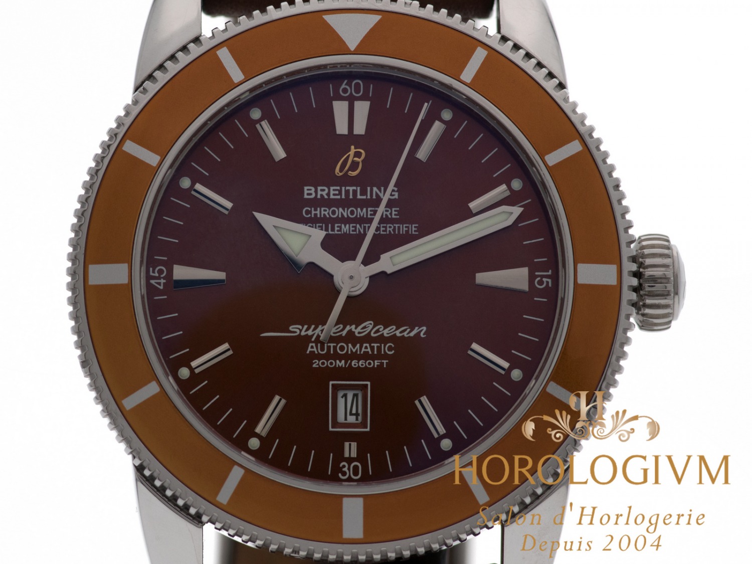 Breitling SuperOcean Heritage 46MM Ref. A17320 watch, silver (case) and silver & brown (bezel)