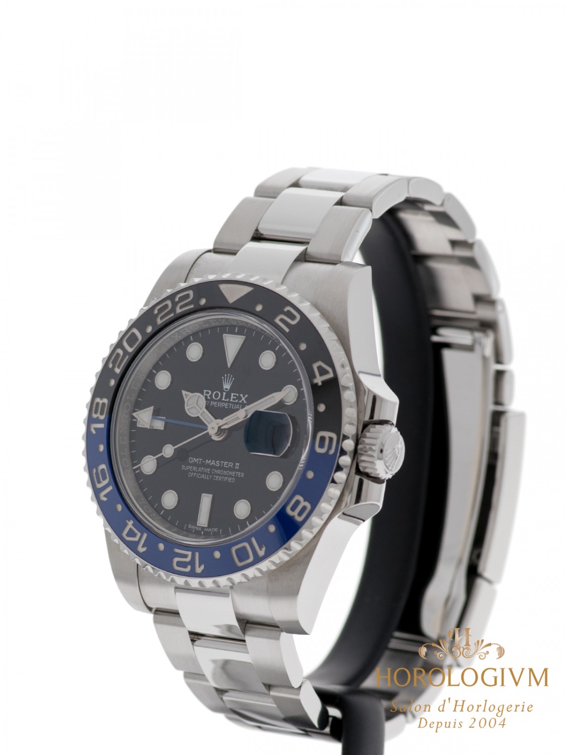 Rolex GMT-Master II “Batman” Ref. 116710BLNR watch, silver (case) and silver & black + blue cerachrom  / ceramic (bezel)