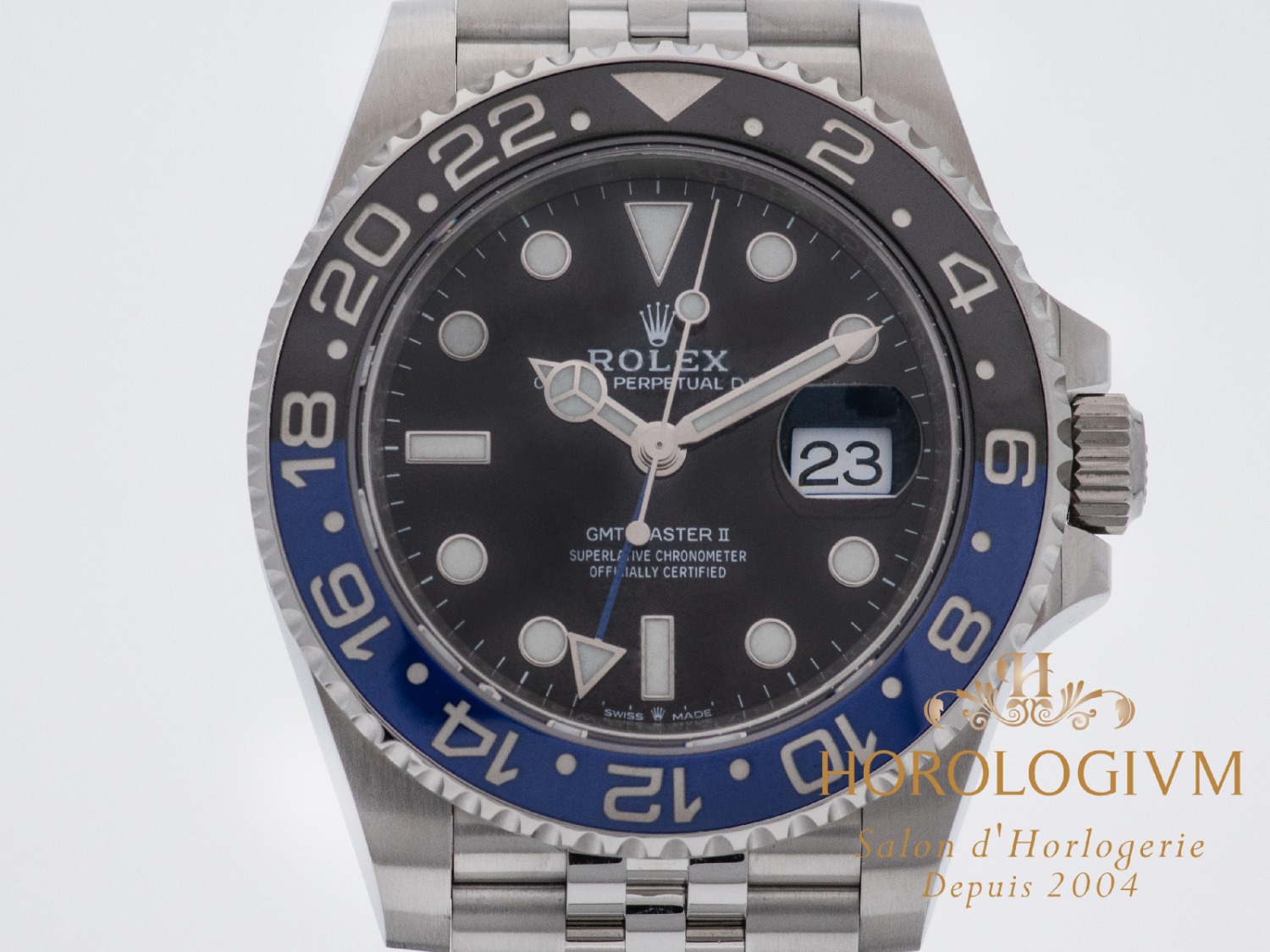 Rolex GMT-Master II 126710BLNR watch, silver (case) and silver & black + blue cerachrom / ceramic (bezel)