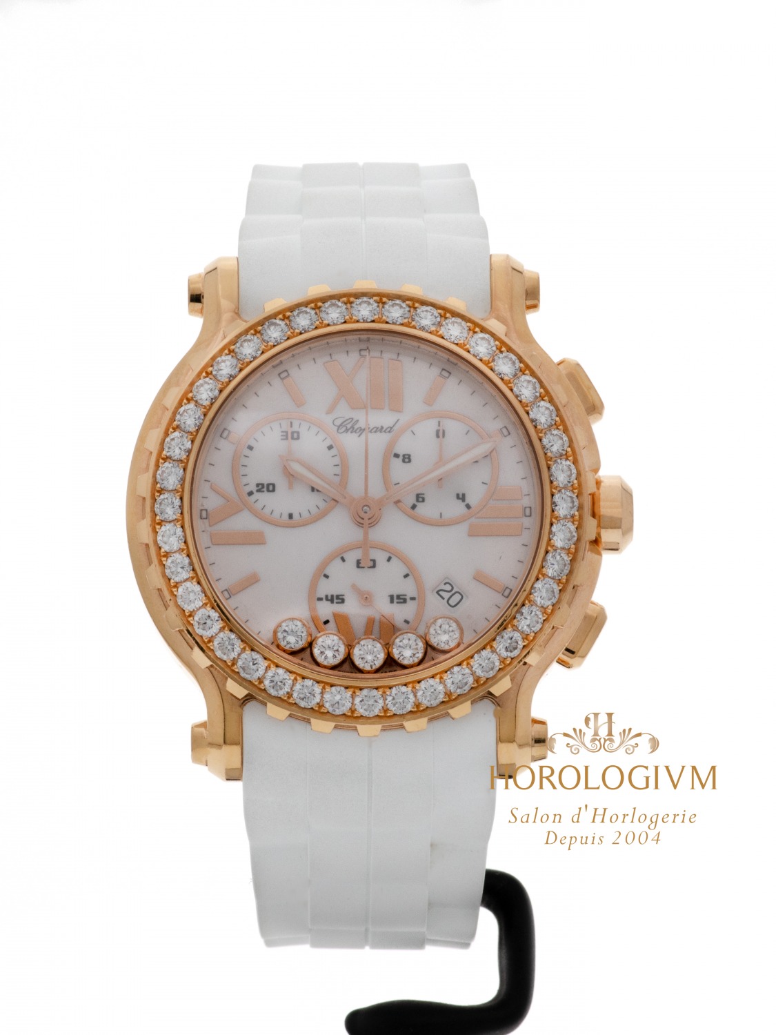 Chopard Happy Sport Chronograph with Diamond Bezel Ref. 283583-5001 watch, rose gold