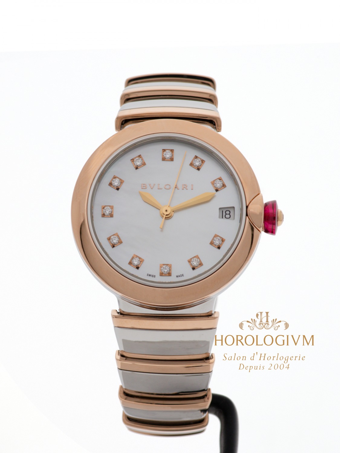 Bvlgari Lucea 33MM Two-Tone Ref. LUP33SG watch,  two-tone (bi-colored) silver (case)  and rose gold (bezel)