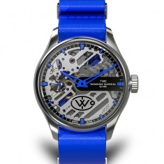 Tavannes HFS Skeleton with Blue NATO strap watch, silver