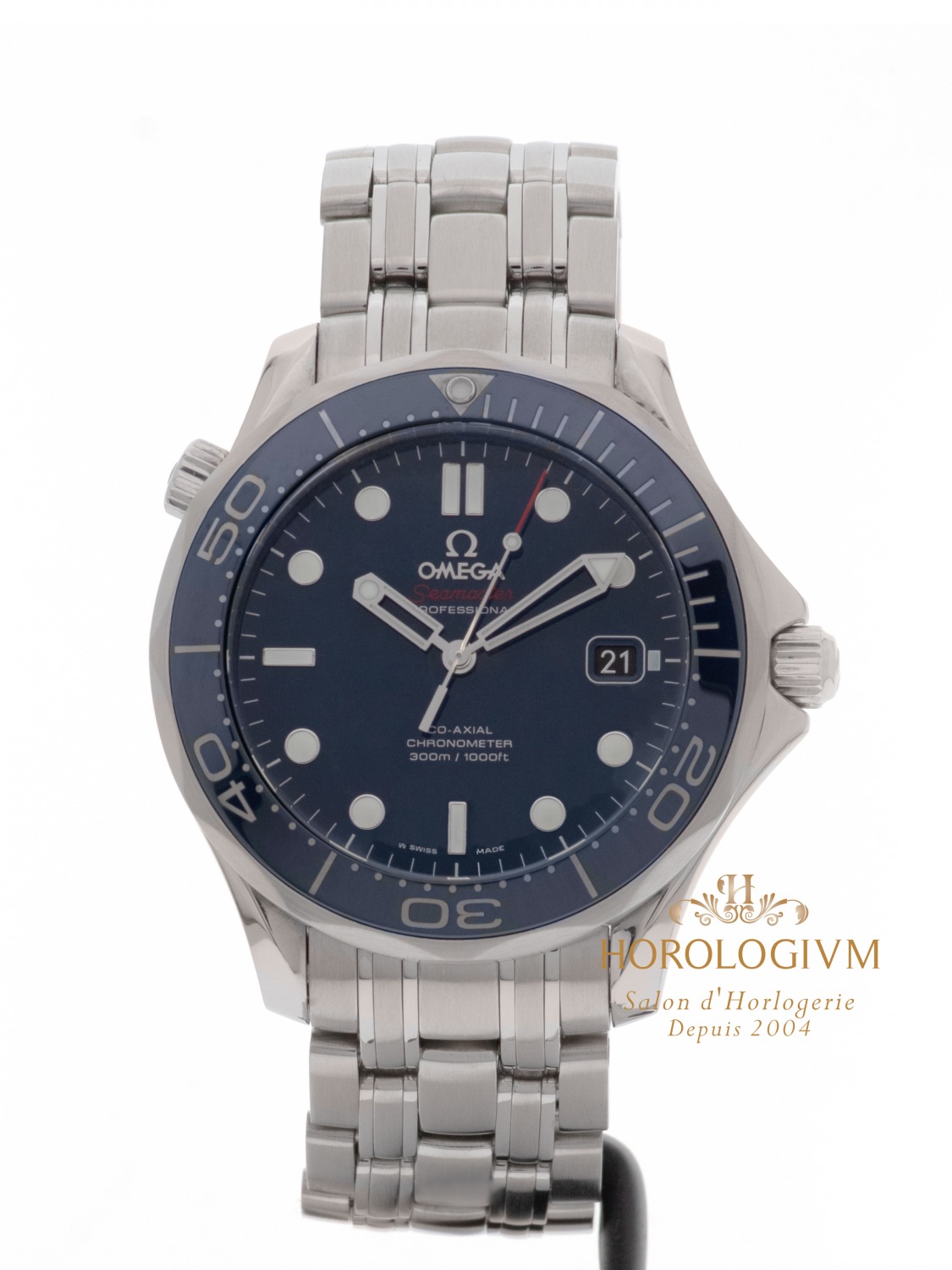Omega Seamaster Co-Axial Diver 300M 41MM REF. 21230412003001, watch, silver (case) and silver & blue (bezel)