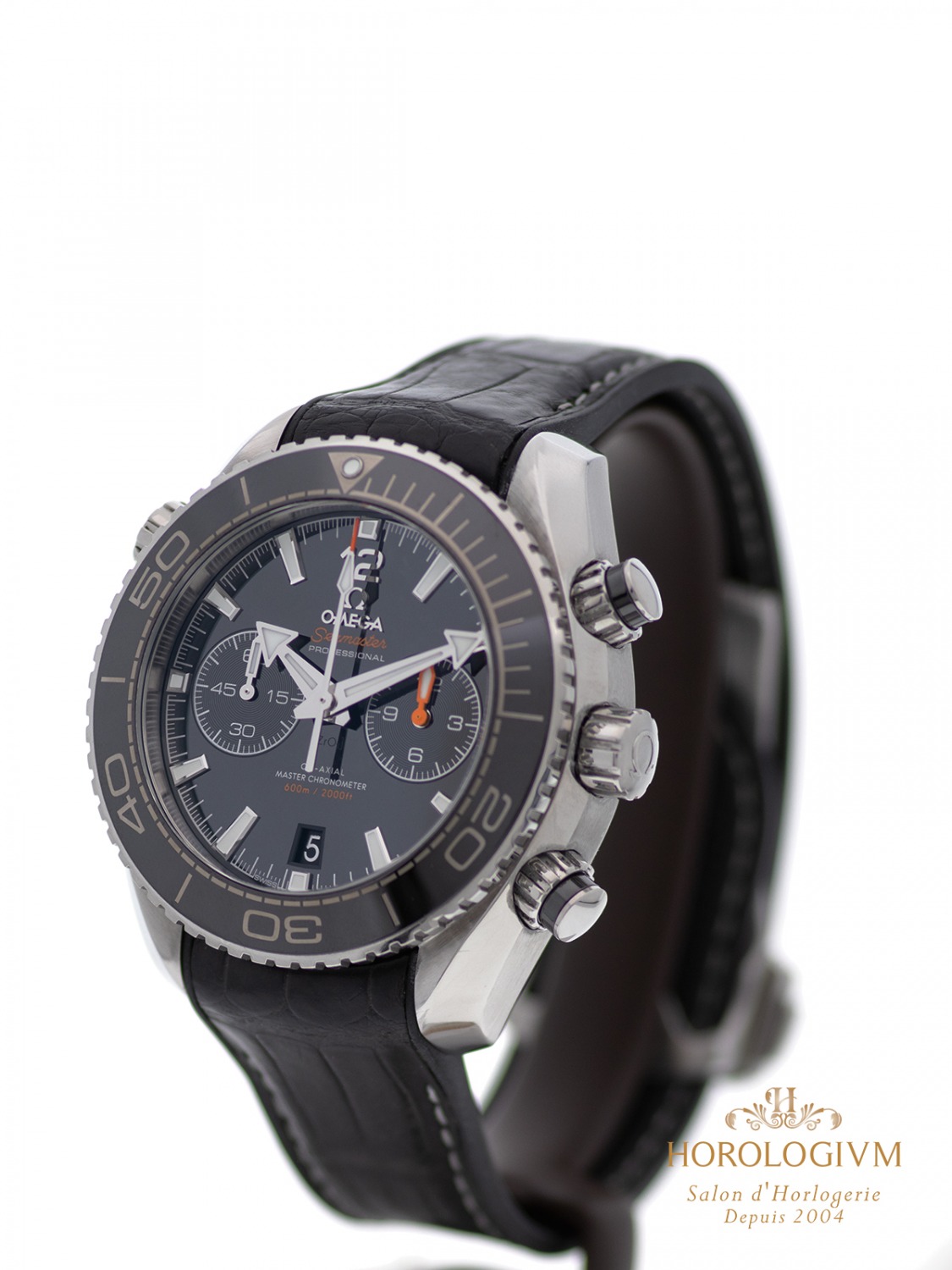 Omega Seamaster Planet Ocean Co-Axial Chronograph 600M, watch, silver (case) and silver & black (bezel)