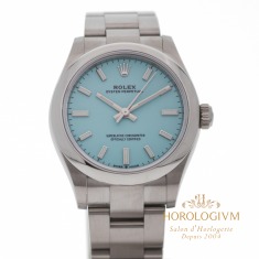 Rolex Oyster Perpetual Turquoise Tiffany Blue Dial 31MM REF. 277200, watch, silver