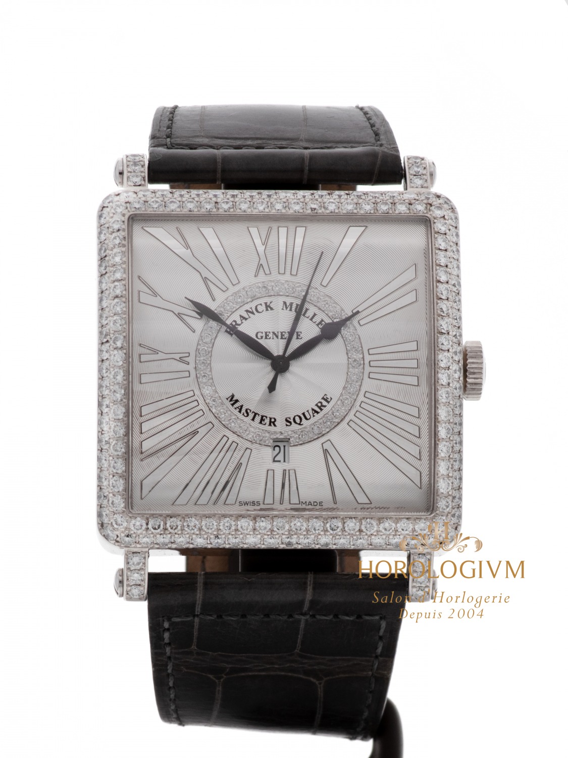 Franck Muller Master Square Date 42.3X42.3 MM Ref. 6000 K SC DT D CD 1R, watch, white gold & diamond set