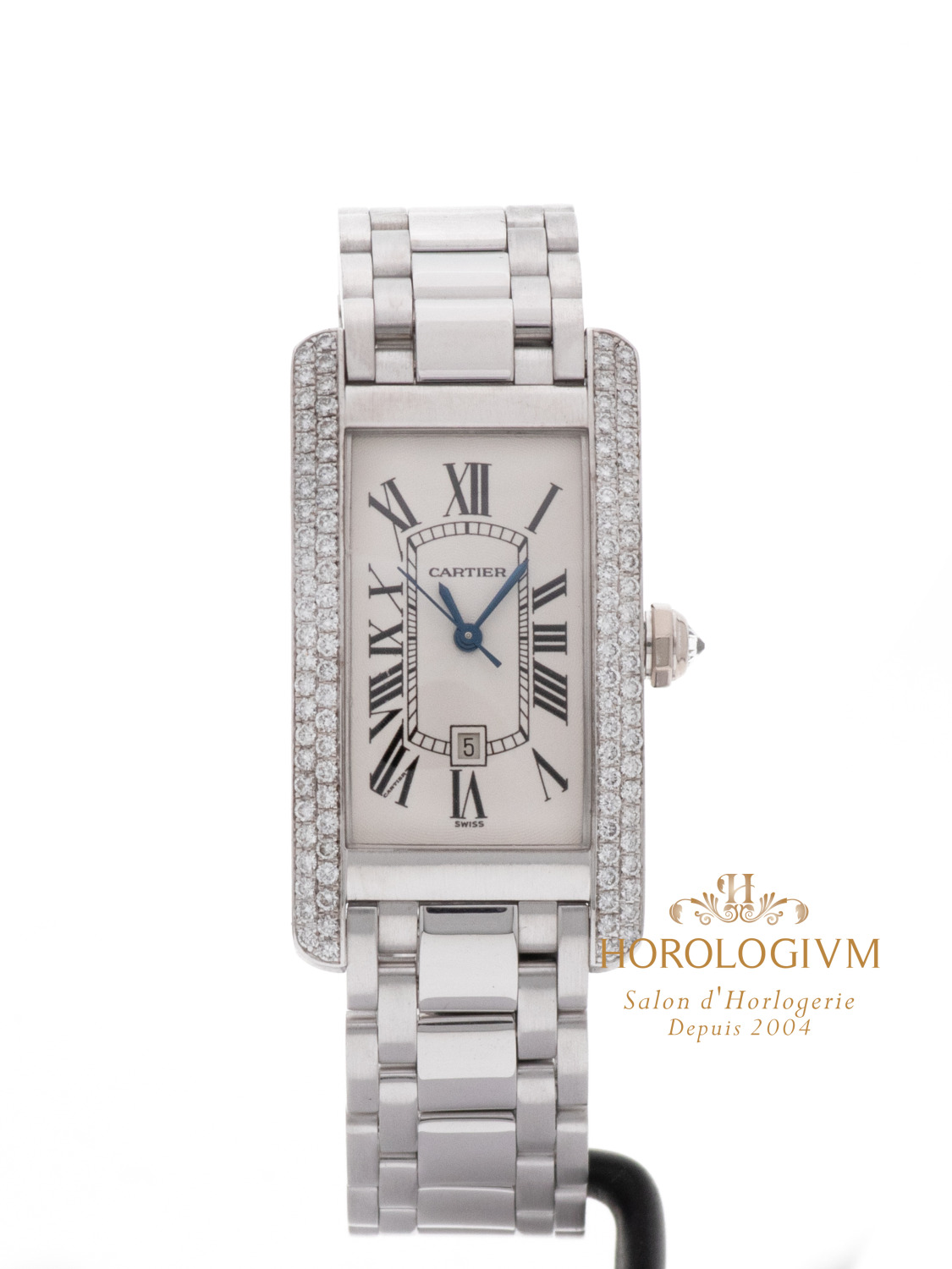 Cartier Tank Américaine Ref. 1726 Double Row Diamond Bezel, watch, white gold