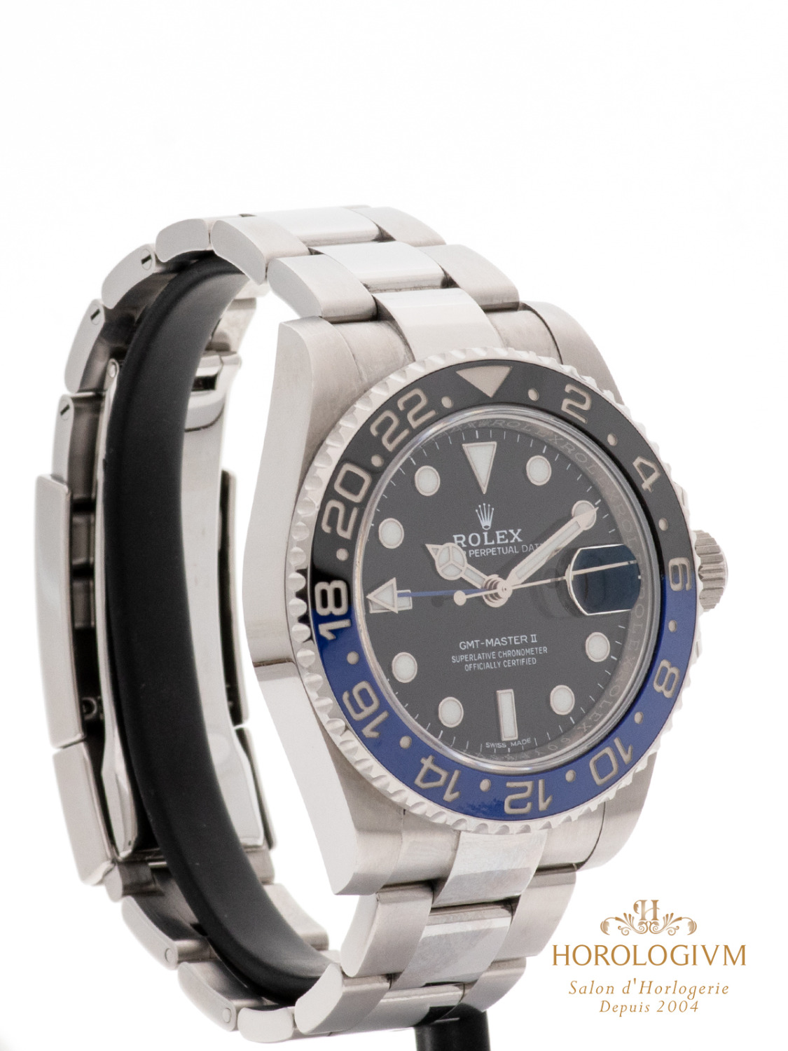 Rolex GMT-Master II “Batman” Ref. 116710BLNR watch, silver (case) and silver & black + blue cerachrom  / ceramic (bezel)