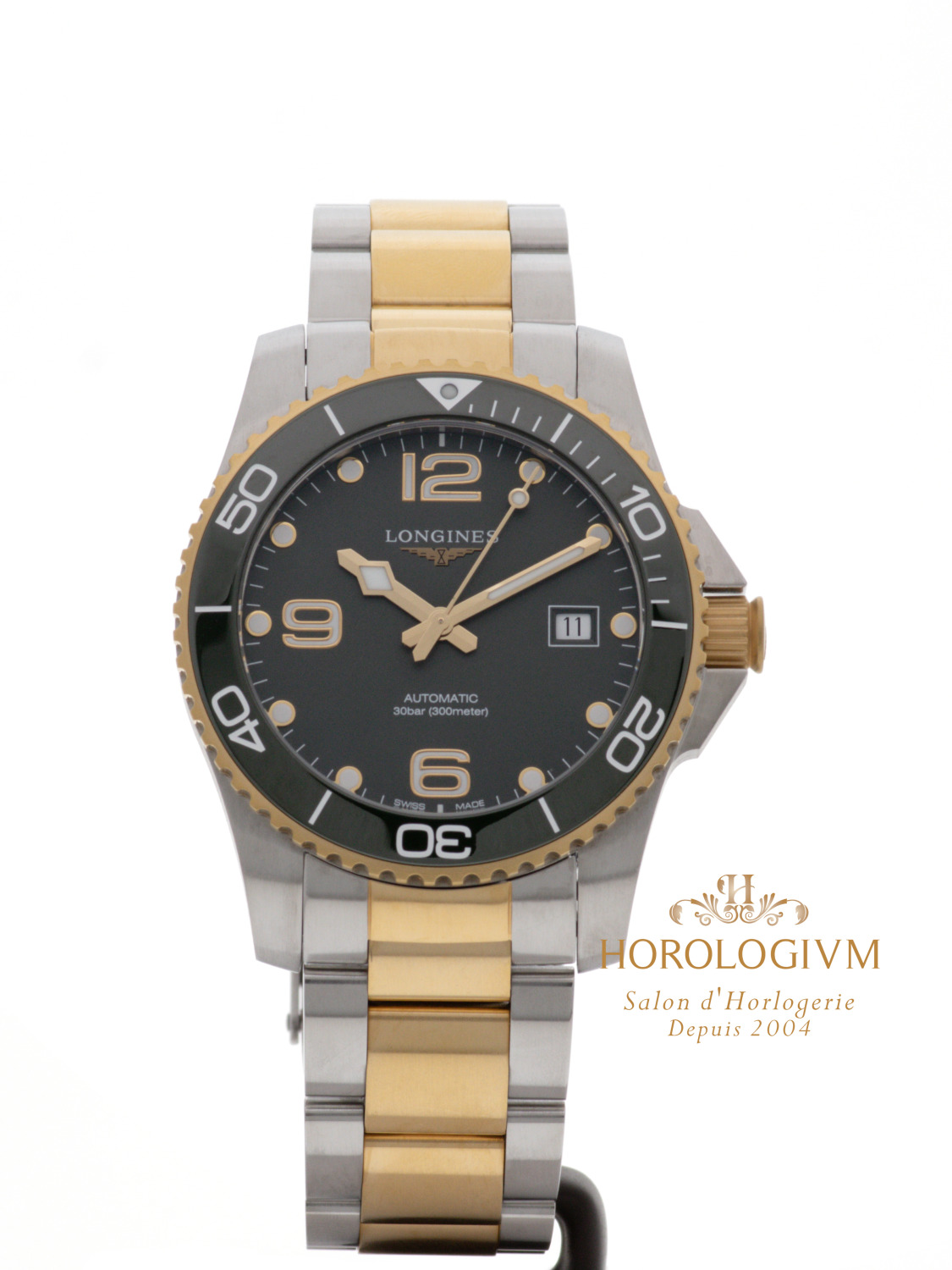 Longines Hydro Conquest Ref. L3.782.3.06.7, watch, Two-Tone Silver (Case) and Yellow Gold (Bezel)